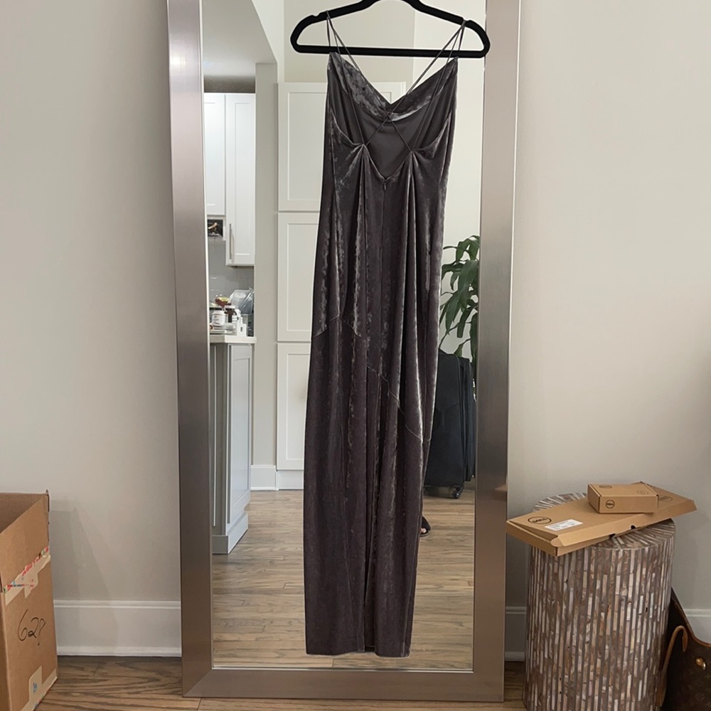 Velour Cowl Neck Gown